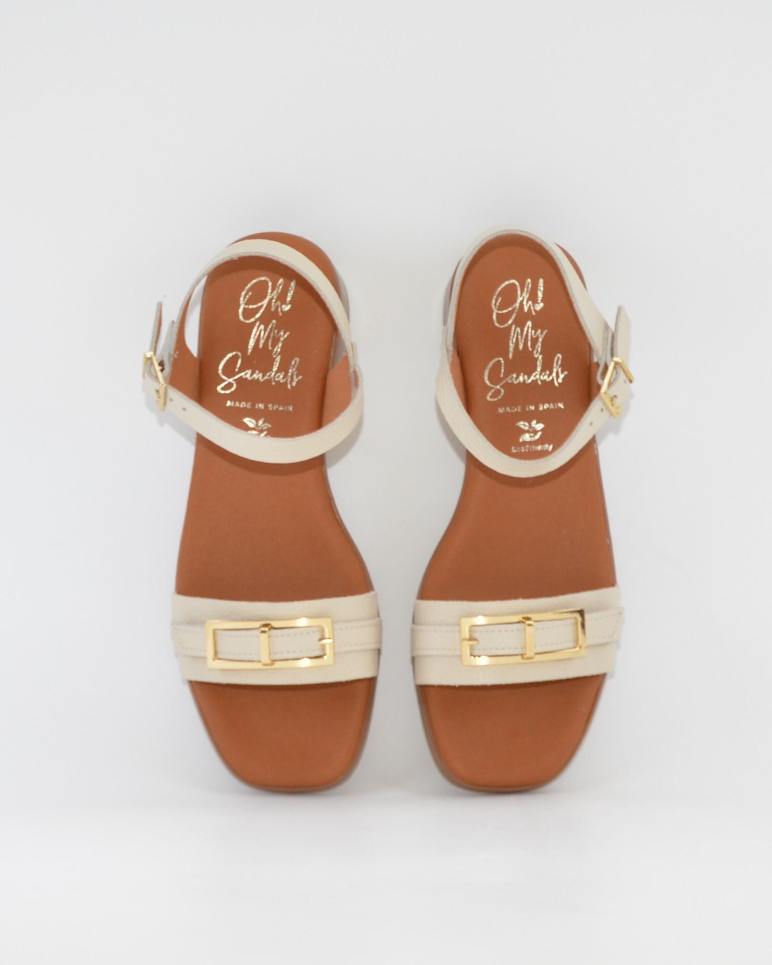 SANDALIA MUJER NAPA HIELO TACON BAJO PLANTA DE GEL OH MY SANDALS 5993