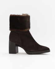 BOTIN TACON MUJER SERRAJE MARRON CHOCOLATE CON PELO WONDERS L-1605 TESTA