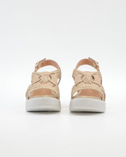 SANDALIA PLANA MUJER STONEFLY TRENZADA ORO Y BEIGE