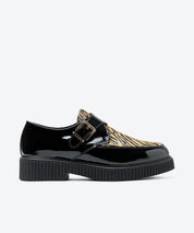 ZAPATO MUJER HEBILLA CHAROL NEGRO PRINT LACOMBA TIGRADA