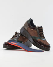 ZAPATO DE CORTE DEPORTIVO CUÑA MUJER CORDONES Y CREMALLERA FLUCHOS LIVE F2248 CAFE