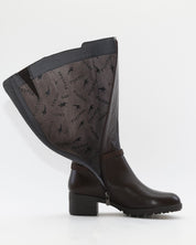 BOTA ALTA MARRON CHOCOLATE MUJER TACON ANCHO FLUCHOS ALISS F1314