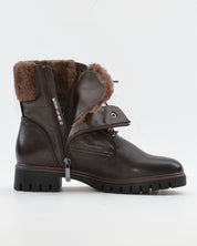 BOTIN PLANO MUJER CORDONES Y CREMALLERA COLOR  MARRON CHOCOLATE CON PELO REGARDE LE CIEL JUSTINA 02 COFFE