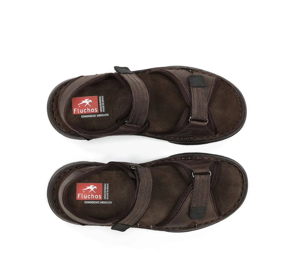 SANDALIA HOMBRE FLUCHOS PIEL MARRÓN CIERRE CON VELCRO AZORES F2197