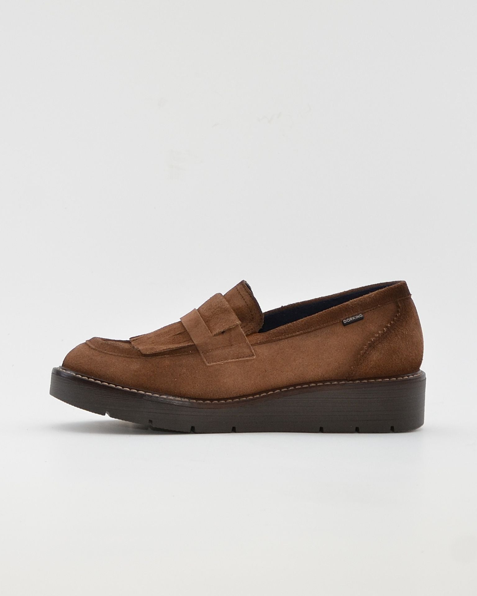 ZAPATO MOCASIN MUJER FLECOS SERRAJE CUERO DORKING by FLUCHOS D9782 TABACO