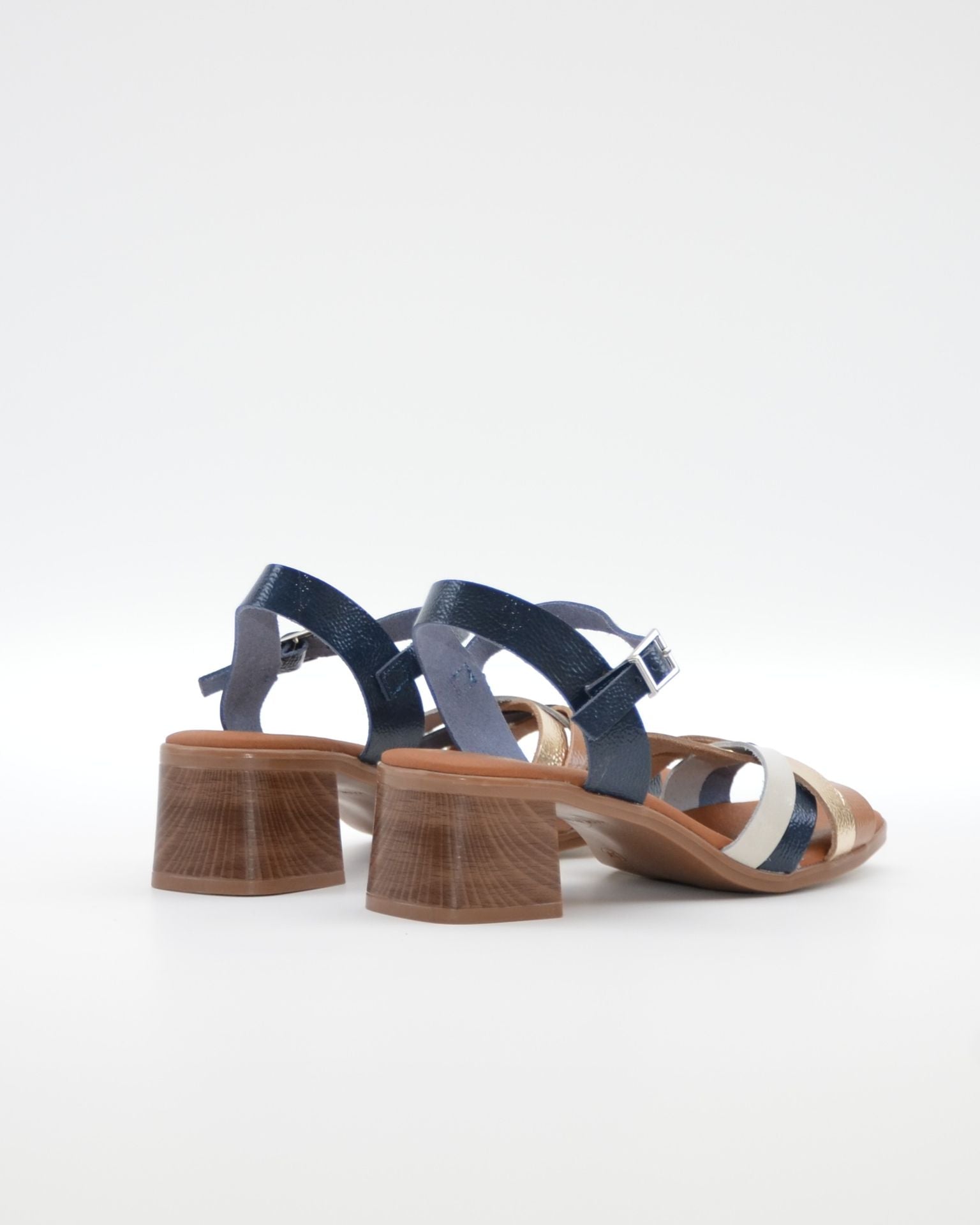 SANDALIA MUJER TIRAS CHAROL COMBI MARINO TACON PLANTA DE GEL OH MY SANDALS 6004