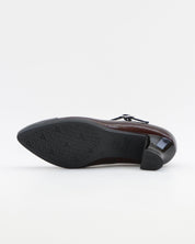 ZAPATO SALON MUJER CON PULSERA CHAROL BURDEOS Y NEGRO PITILLOS 11683