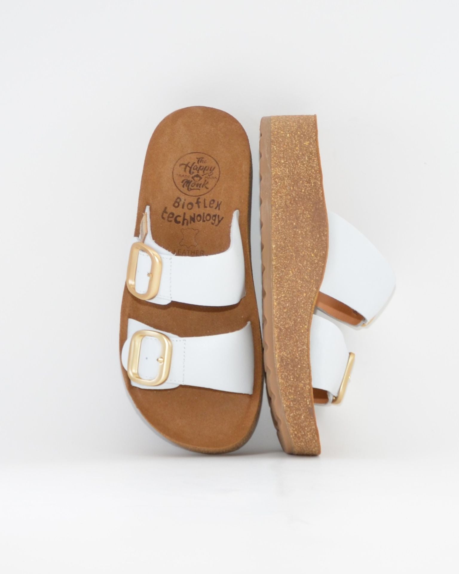 SANDALIA BIO PLATAFORMA PIEL COLOR BLANCO HAPPY MONK GOMERA 006