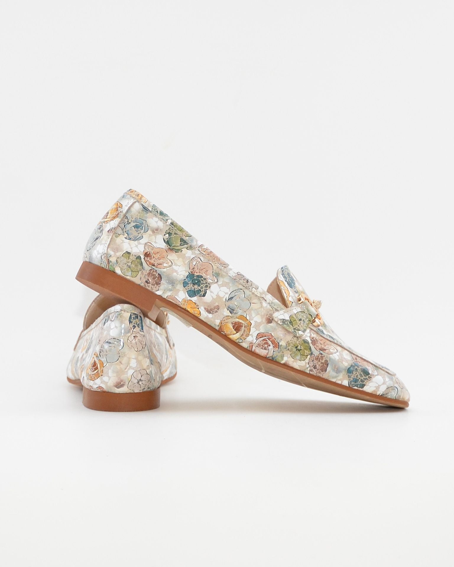 ZAPATO MOCASIN MUJER PLANO ESTAMPADO FLORAL CAYETANO 17202 SAND