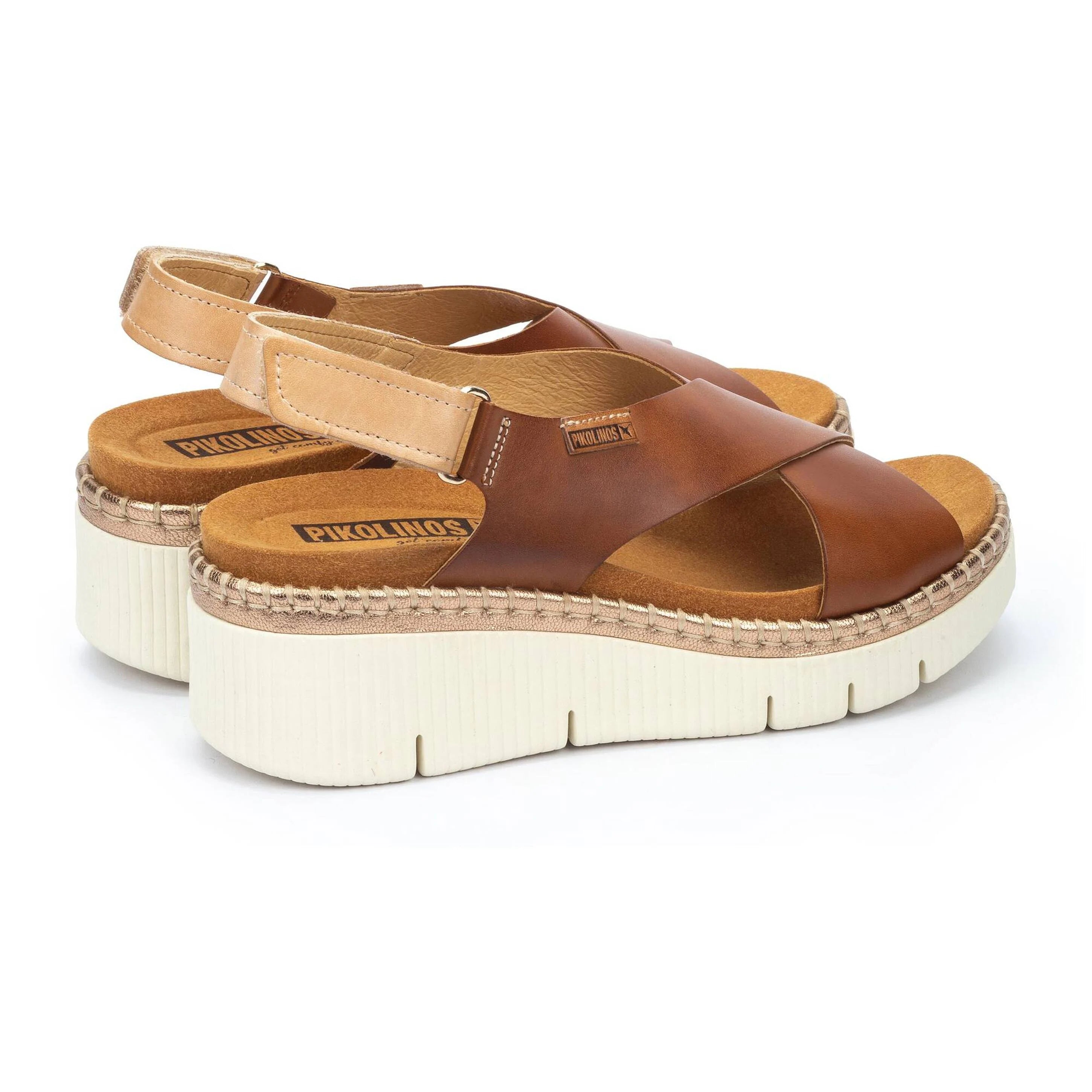 SANDALIA MUJER TIRAS CRUZADAS COLOR BRANDY PIKOLINOS W0K-0606C1
