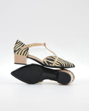 ZAPATO MUJER ABIERTO EN EL LATERAL PIEL ANIMAL PRINT CEBRA LACOMBA GERANIUM