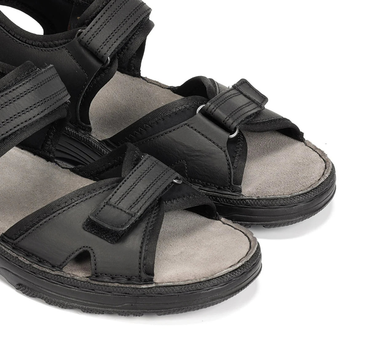 SANDALIA HOMBRE FLUCHOS PIEL NEGRA CIERRE CON VELCRO AZORES F2197