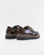 ZAPATO CASUAL MUJER PITILLOS CORDON PLANTILLA EXTRAIBLE 11555 CHAROL MARRÓN