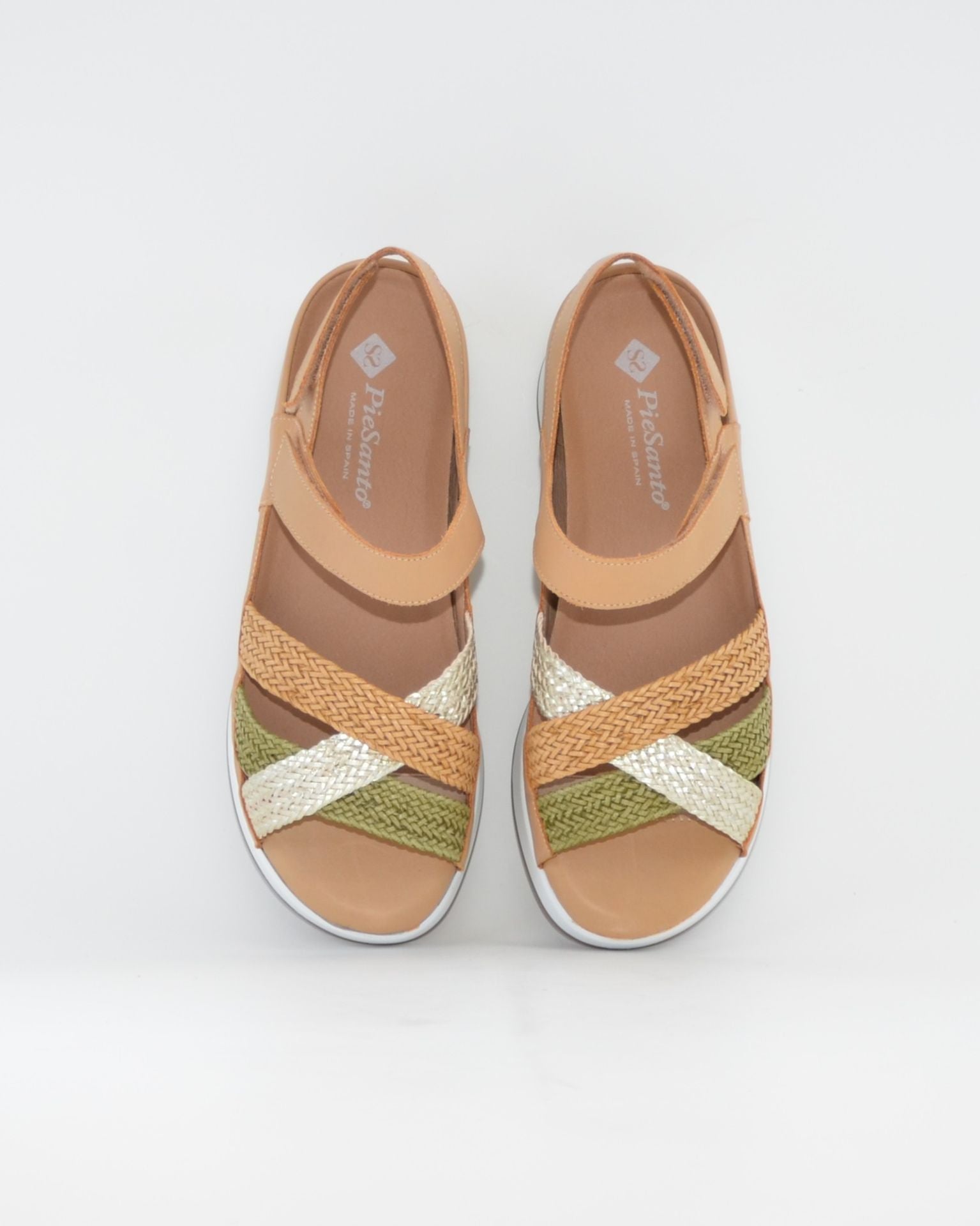 SANDALIA TRENZADA PLANTILLA EXTRAIBLE MUJER ANCHO ESPECIAL MULTI MIEL PIE SANTO 260429