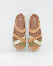 SANDALIA TRENZADA PLANTILLA EXTRAIBLE MUJER ANCHO ESPECIAL MULTI MIEL PIE SANTO 260429