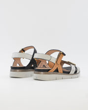 SANDALIA PLANA MUJER STONEFLY DOS VELCROS COMBI CAMEL BLANCO Y NEGRO