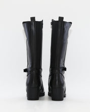BOTA ALTA MUJER TACON MEDIO COLOR NEGRO ADORNO METALICO  CREMALLERA Y ELASTICO TREINTAS L-1508