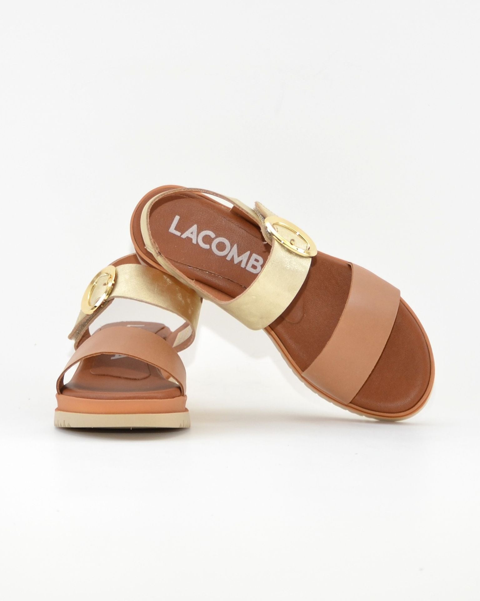 SANDALIA CUÑA MUJER PIEL COMBI CUERO ORO LACOMBA GENTIAN