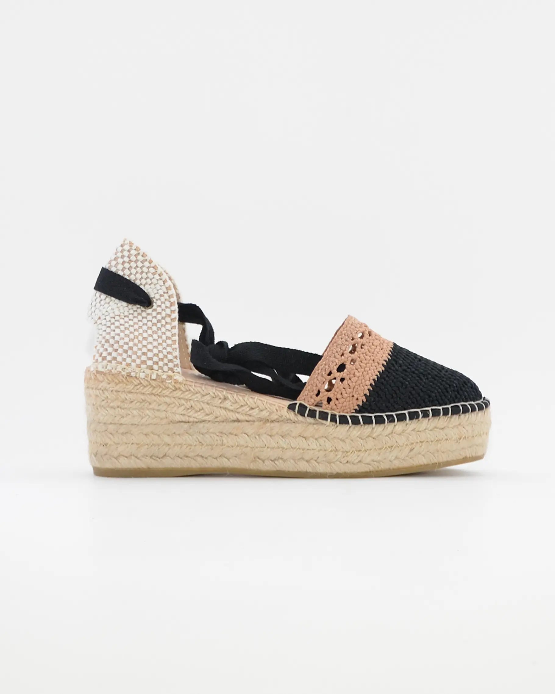 ALPARGATAS DE CUÑA CUERDA NEGRO TAUPE MACARENA JAVA 36