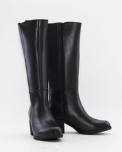 BOTA ALTA MUJER TACON MEDIO COLOR NEGRO CREMALLERA Y ELASTICO TREINTAS L-1504