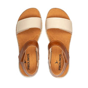 SANDALIA CON VELCRO BICOLOR MARFIL Y CUERO PLANTILLA EXTRAIBLE PIKOLINOS W4N-0940C1