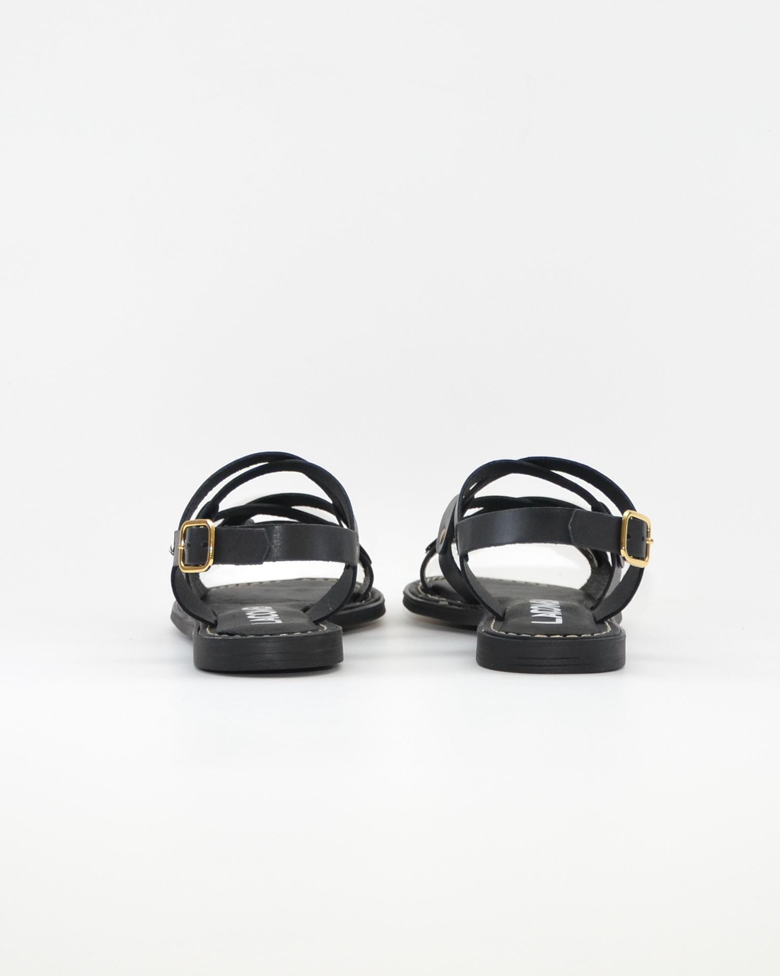 SANDALIA MUJER PLANA PIEL COLOR NEGRO TACHAS LACOMBA BOUGAIN