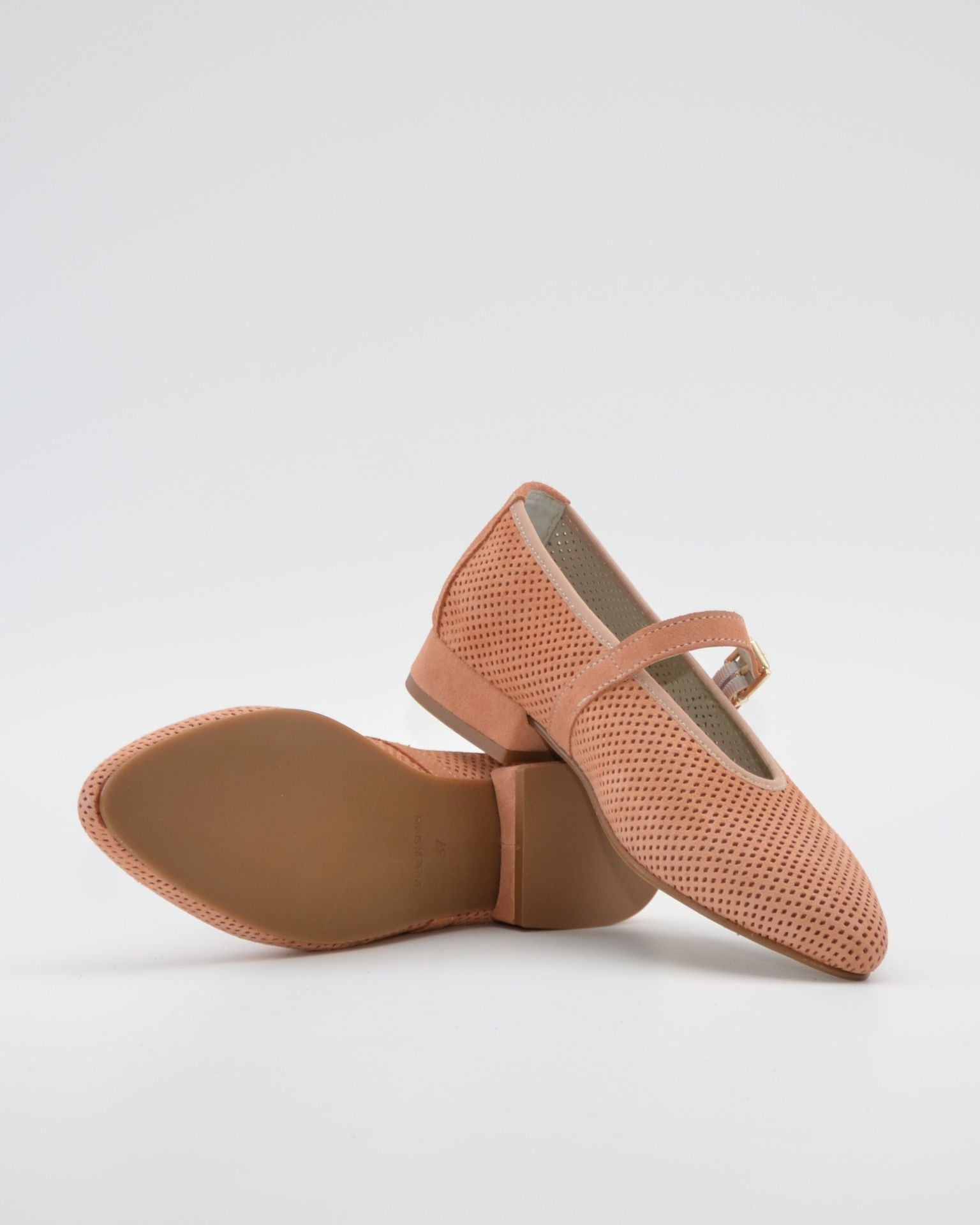 MERCEDITAS DE PIEL COLOR SALMON CON CORREA Y HEBILLA LACOMBA BLOSSOM