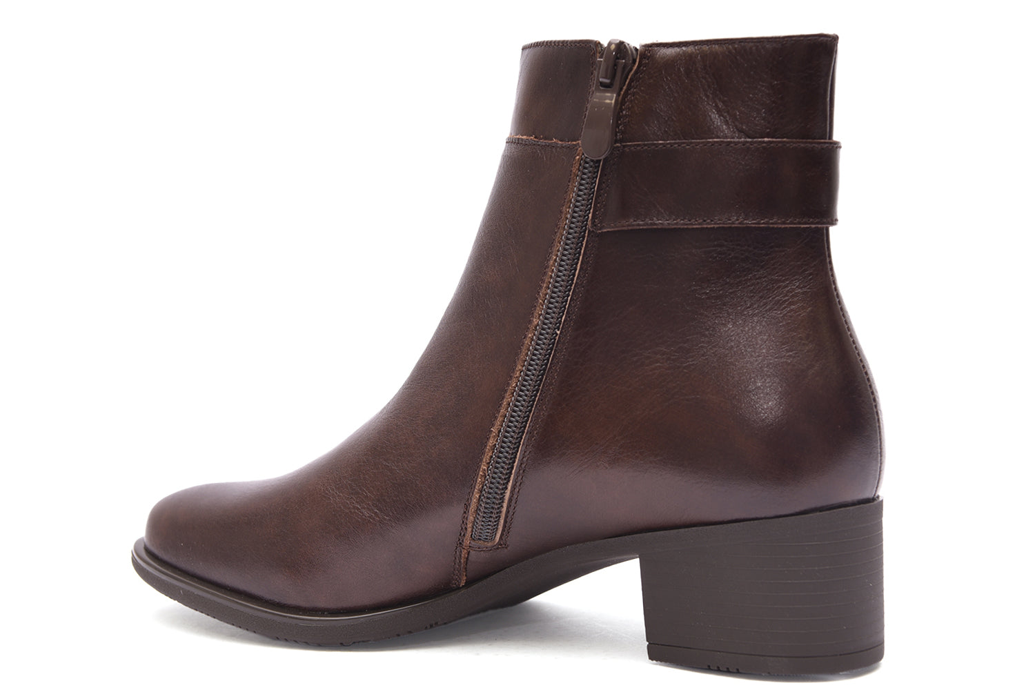 BOTIN MUJER MARRON TACON CUADRADO Y CREMALLERA  L-4419