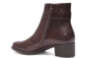 BOTIN MUJER MARRON TACON CUADRADO Y CREMALLERA  L-4419