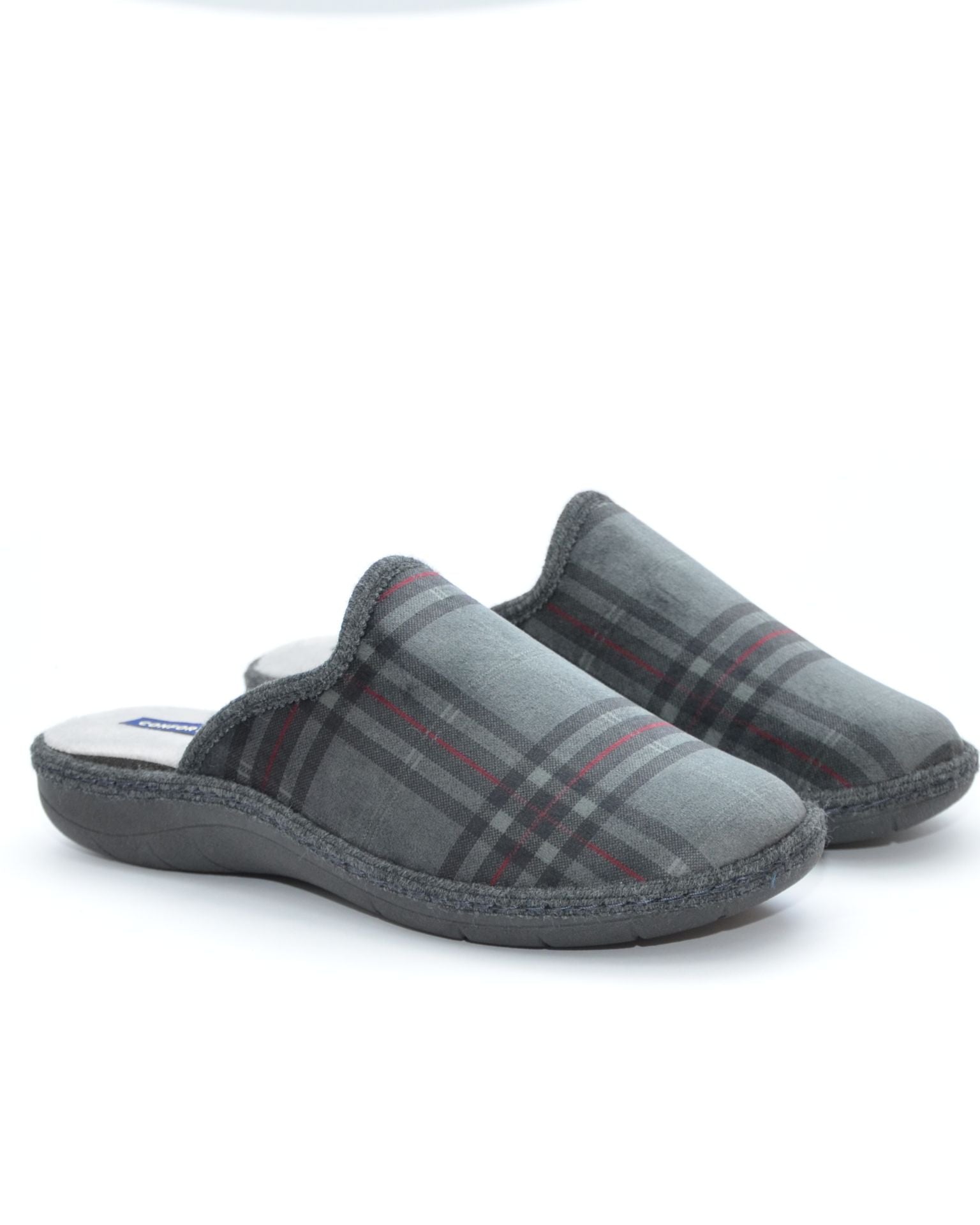 ZAPATILLAS DE CASA HOMBRE CUADROS GRIS