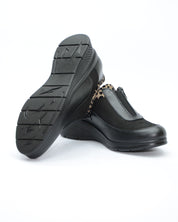 ZAPATO MUJER CUÑA NEGRO ELÁSTICO Y CREMALLERA 8099 CONFORT CLASS
