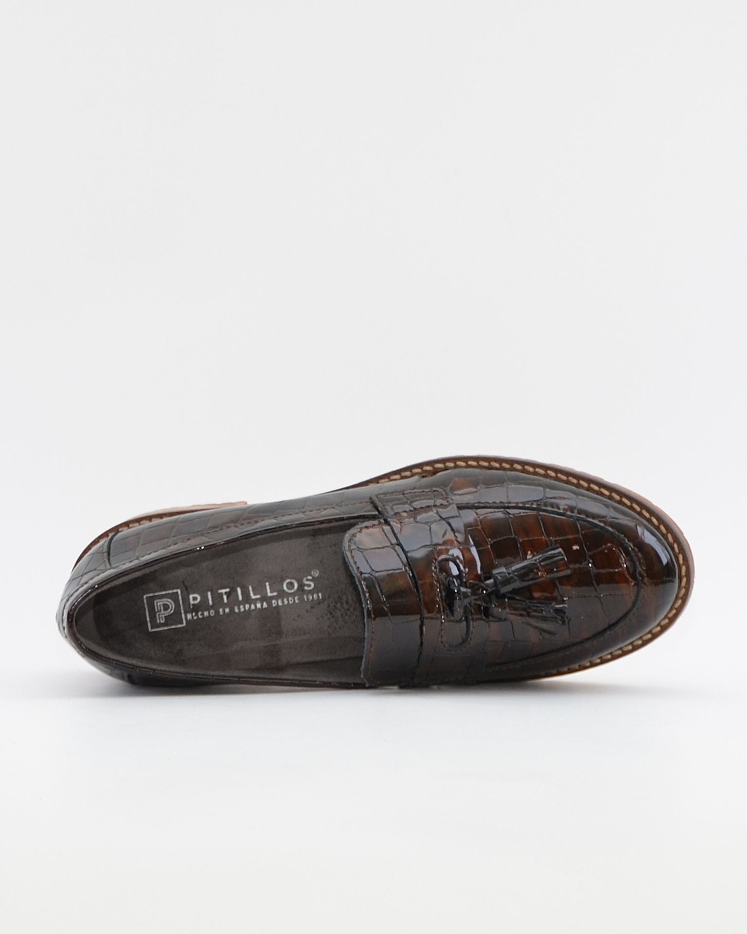 ZAPATO MOCASIN MUJER CHAROL COCO MARRON PLANTILLA EXTRAIBLE PITILLOS 10770