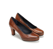 ZAPATO SALON PLATAFORMA COLOR CUERO