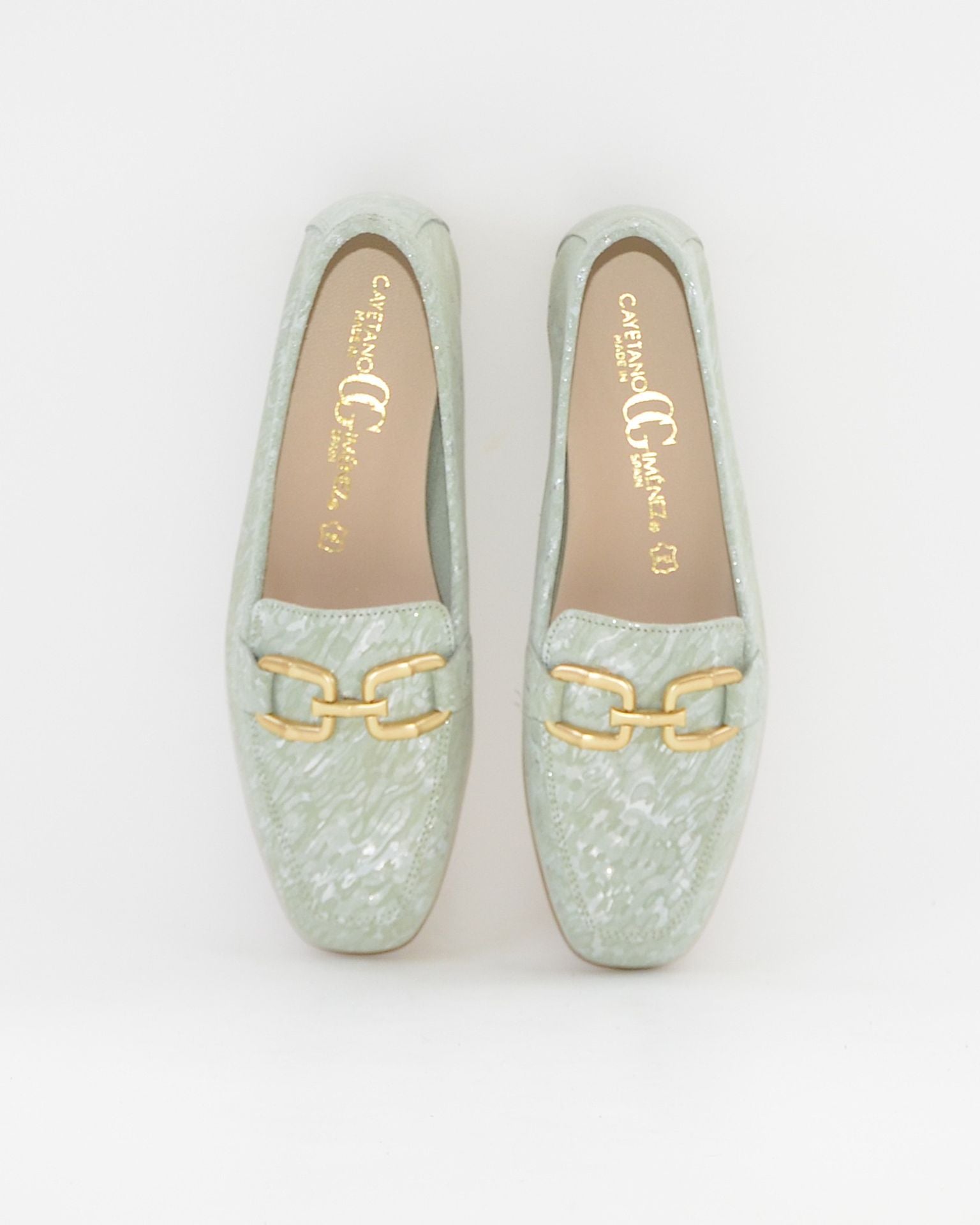 ZAPATO MOCASIN MUJER PLANO ESTAMPADO VERDE CAYETANO 17186