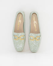 ZAPATO MOCASIN MUJER PLANO ESTAMPADO VERDE CAYETANO 17186
