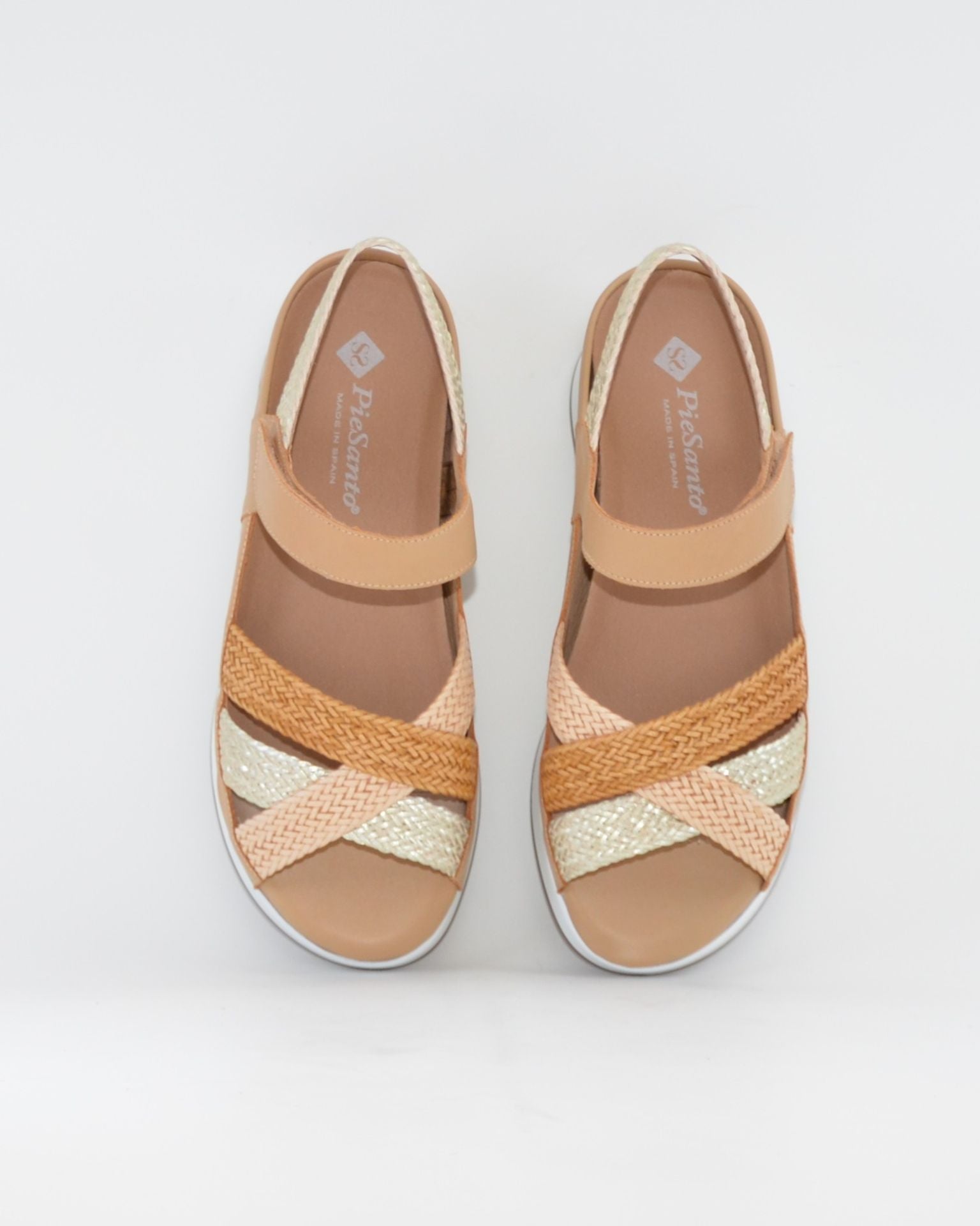 SANDALIA TRENZADA PLANTILLA EXTRAIBLE MUJER  ANCHO ESPECIAL COLOR MULTI MIEL PIE SANTO 260425