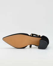 ZAPATO SALÓN MUJER COLOR TERCIOPELO NEGRO TACÓN ANCHO Y TIRAS AZAREY 459M066
