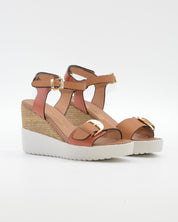 SANDALIA CUÑA MUJER STONEFLY ADORNO HEBILLA COMBI TEJA CUERO 222301 EDM