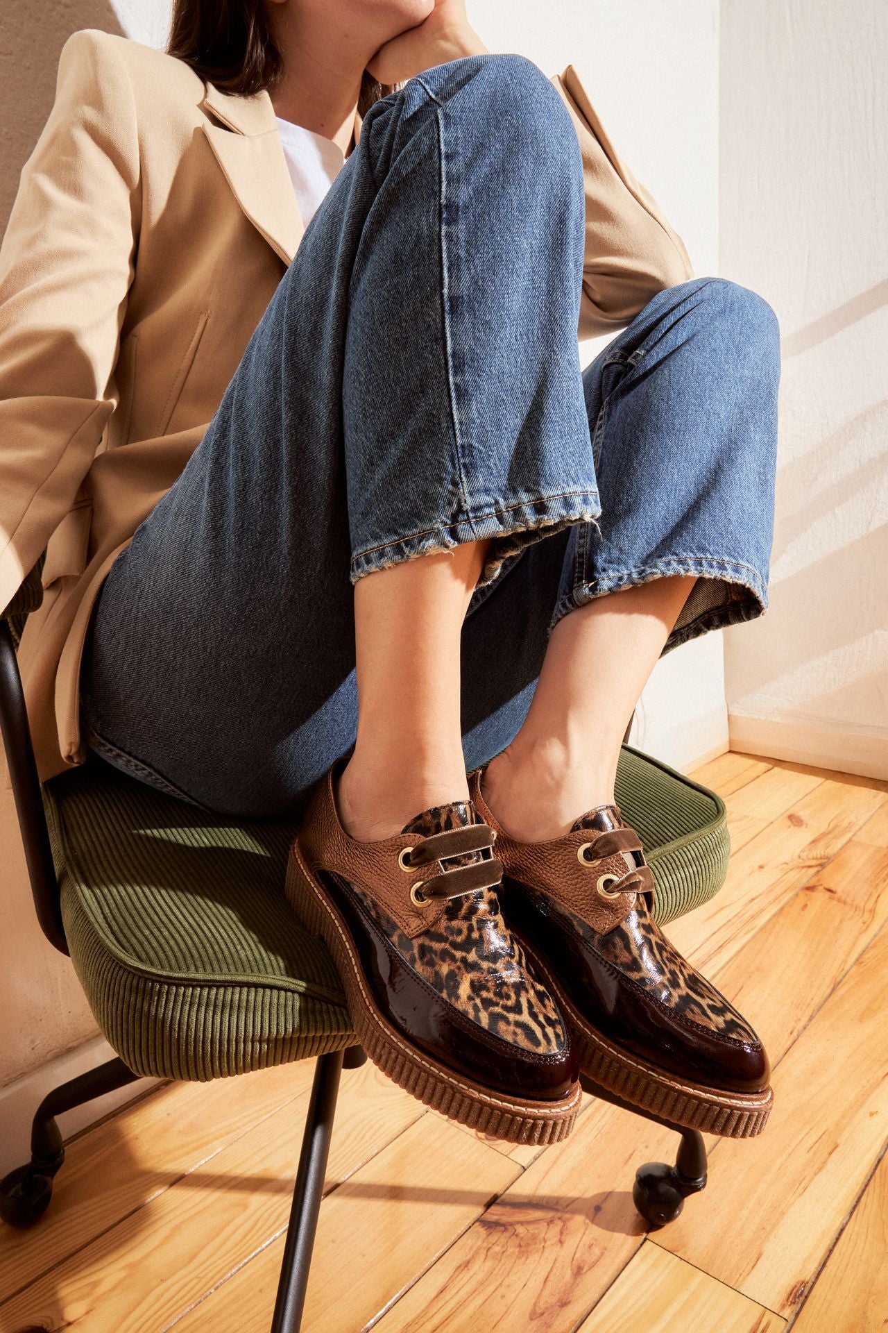 ZAPATO MUJER CORDON CHAROL MARRON ANIMAL PRINT LACOMBA ODARA