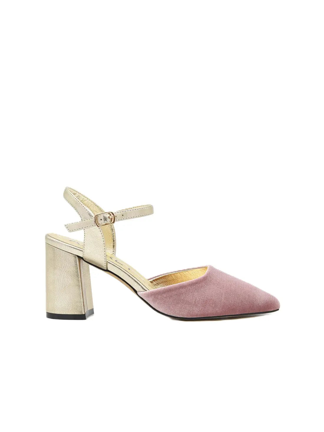 ZAPATO FIESTA TERCIOPELO ROSA PULSERA DORADA 459K214