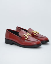 MOCASINES MUJER BURDEOS ESTRIBO DORADO