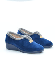 ZAPATILLAS DE CASA MUJER ANCHO ESPECIAL AZUL MARINO