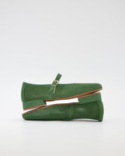 MERCEDITAS DE PIEL COLOR VERDE CON CORREA Y HEBILLA LACOMBA SALVIA