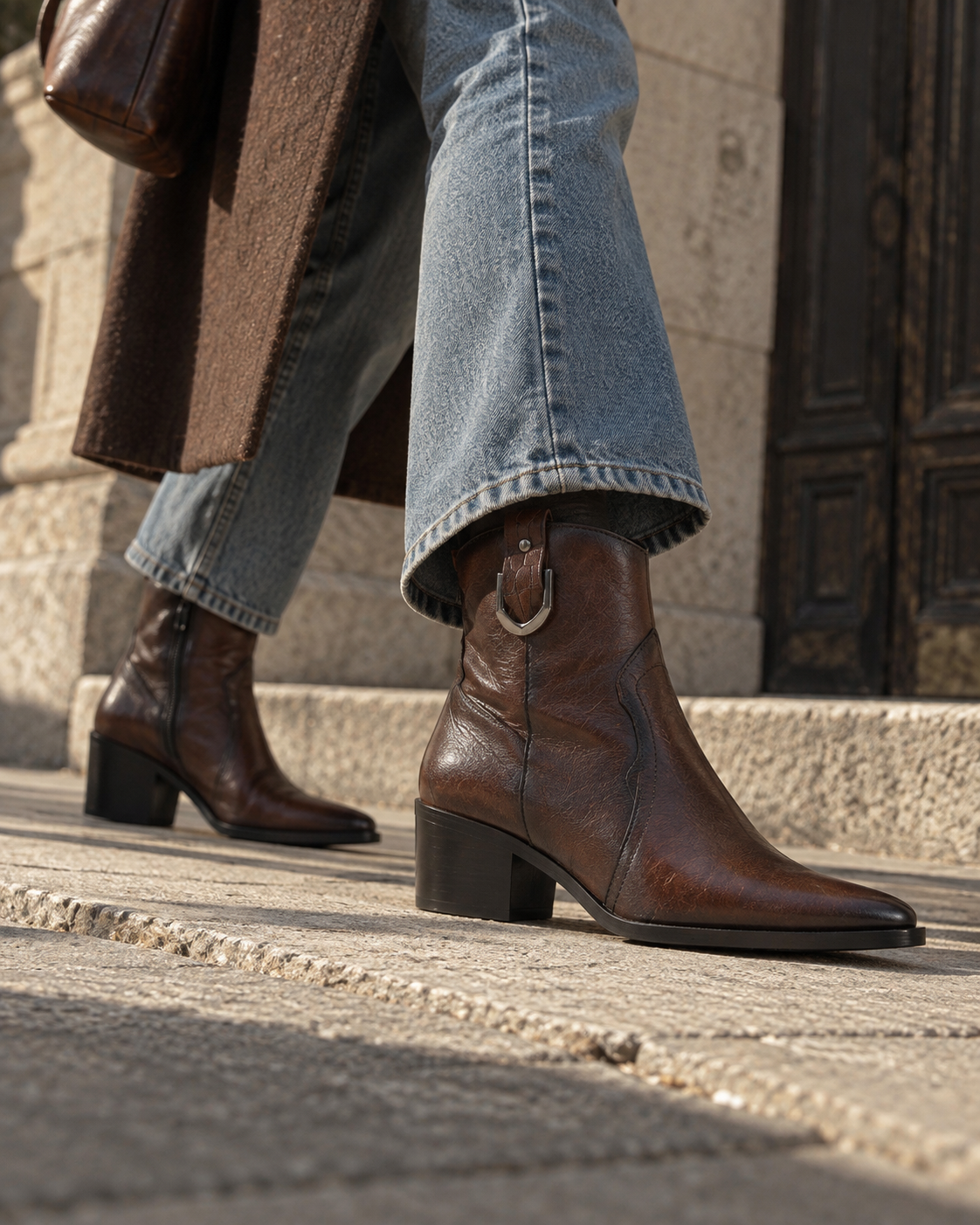 BOTIN MUJER COWBOY PIEL MARRÓN CON HEBILLA KAOLA 3054