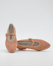MERCEDITAS DE PIEL COLOR SALMON CON CORREA Y HEBILLA LACOMBA BLOSSOM