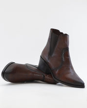 BOTIN MUJER TACON ANCHO EFECTO SERPIENTE PIEL MARRON KAOLA 3055