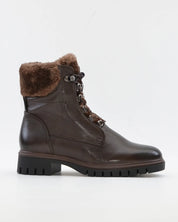 BOTIN PLANO MUJER CORDONES Y CREMALLERA COLOR  MARRON CHOCOLATE CON PELO REGARDE LE CIEL JUSTINA 02 COFFE