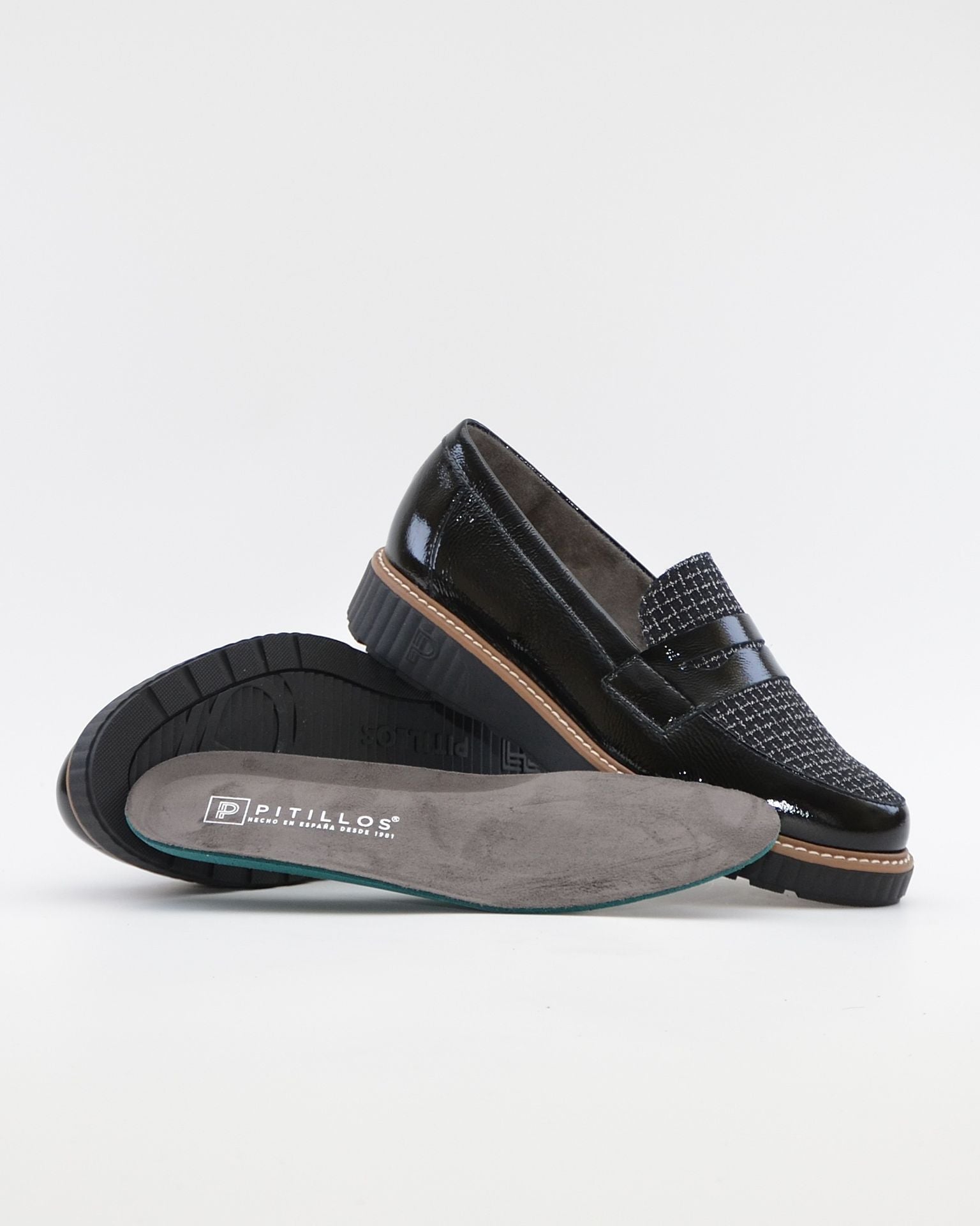 ZAPATO MOCASIN MUJER PITILLOS 11554 NEGRO PLANTILLA EXTRAIBLE