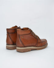 BOTINES DE MUJER EN COLOR CUERO PLANOS CON CORDONES