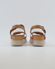 SANDALIA MUJER CUÑA PLANTA DE GEL COMBI BEIGE KAKY CUERO JORDANA 4630
